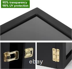 Full-Size Football Display Case with Locks Wall Mount Shadow Box Black