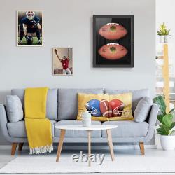 Full-Size Football Display Case with Locks Wall Mount Shadow Box Black