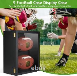 Full-Size Football Display Case with Locks Wall Mount Shadow Box Black