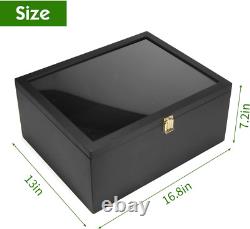 Full-Size Football Display Case with Locks Wall Mount Shadow Box Black