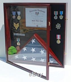 Funeral/Casket Flag Display Case Military Shadow Box Cabinet for 5'X9.5' Flag