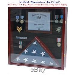 Funeral/Casket Flag Display Case Military Shadow Box Cabinet for 5'X9.5' Flag