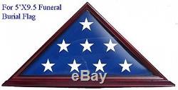 Funeral Flag Display Case Burial Shadow Box Memorial Veteran Military Solid Wood