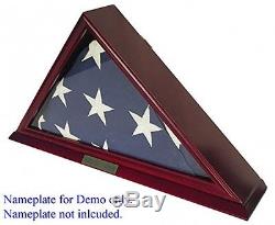 Funeral Flag Display Case Burial Shadow Box Memorial Veteran Military Solid Wood