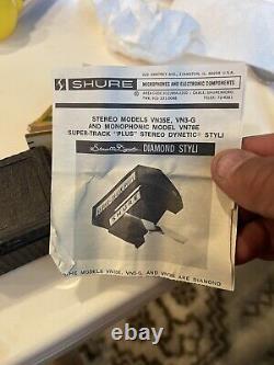 GENUINE SHURE VN-35E STEREO STYLUS IN WOOD DISPLAY CASE & Instructions