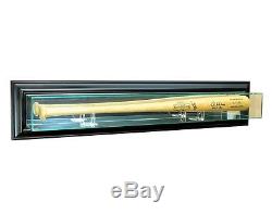 Glass Wall Mount Baseball Bat Display Case With Uv Protection Black Wood Frame