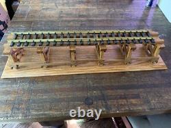 G Gauge Scale Locomotive Train Display Case with Wood Trestle Bridge Garden Gage