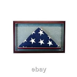 Glass Cabinet Flag Display Case for 5' x 3' Flag Real Glass, Real Wood