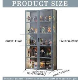 Glass Display Cabinet Closet Book Shelf 5 Shelves 2 Doors Storage Case For Curio