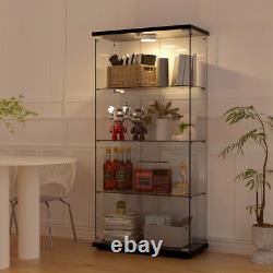 Glass Display Cabinet Curio Cabinets vintage Display Trophy antique Case 4-Shelf