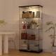 Glass Display Cabinet Curio Cabinets Vintage Display Trophy Antique Case 4-shelf
