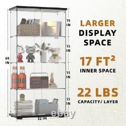 Glass Display Cabinet Curio Cabinets vintage Display Trophy antique Case 4-Shelf