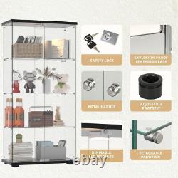 Glass Display Cabinet Curio Cabinets vintage Display Trophy antique Case 4-Shelf