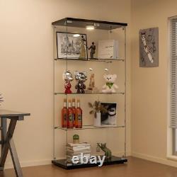 Glass Display Cabinet Curio Cabinets vintage Display Trophy antique Case 4-Shelf