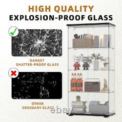 Glass Display Cabinet Curio Cabinets vintage Display Trophy antique Case 4-Shelf