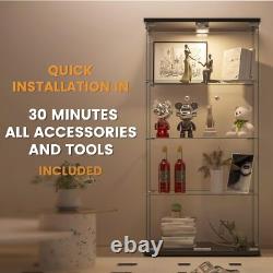 Glass Display Cabinet Curio Cabinets vintage Display Trophy antique Case 4-Shelf