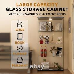 Glass Display Cabinet Curio Cabinets vintage Display Trophy antique Case 4-Shelf