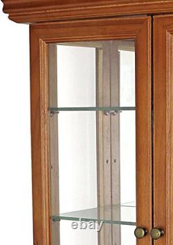 Glass Wood Hanging Display Case Curio Mirror Collectibles Cabinet Den Livingroom