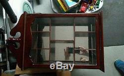 Glass wall large 24 inch curio cabinet wall display case mirror back wood case