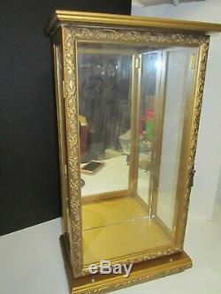 Gold Wood Glass And Mirror Display Case 21 1/2 Tall