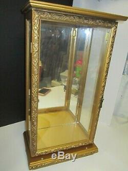 Gold Wood Glass And Mirror Display Case 21 1/2 Tall