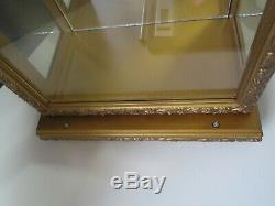 Gold Wood Glass And Mirror Display Case 21 1/2 Tall