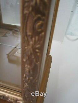 Gold Wood Glass And Mirror Display Case 21 1/2 Tall