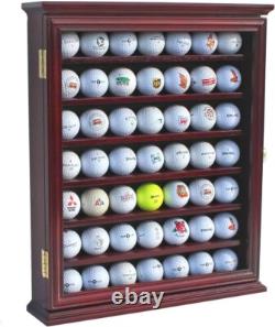Golf Ball Display Case 49 Pcs Cherry & Green Wall Glass Door Cabinet Wood Rack