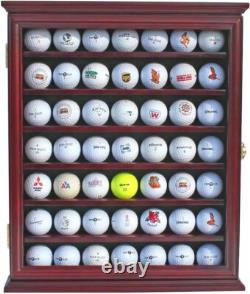 Golf Ball Display Case 49 Pcs Cherry & Green Wall Glass Door Cabinet Wood Rack
