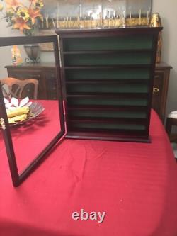 Golf Ball Display Case 49 Pcs Cherry & Green Wall Glass Door Cabinet Wood Rack
