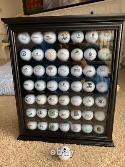 Golf Ball Display Case 49 Pcs Cherry & Green Wall Glass Door Cabinet Wood Rack