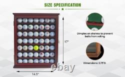 Golf Ball Display Case 49 Pcs Cherry & Green Wall Glass Door Cabinet Wood Rack
