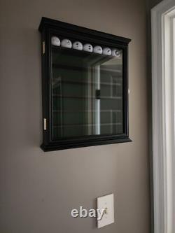 Golf Ball Display Case 49 Pcs Cherry & Green Wall Glass Door Cabinet Wood Rack