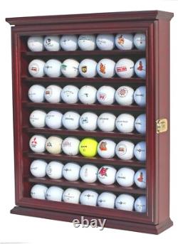 Golf Ball Display Case 49 Pcs Cherry & Green Wall Glass Door Cabinet Wood Rack