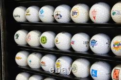 Golf Ball Display Case 63+ Black PGA Wall Cabinet Rack Wood Shadow Box Holder