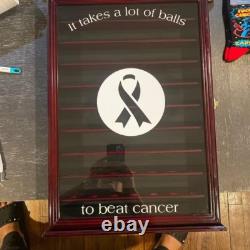 Golf Ball Display Case 63+ Black PGA Wall Cabinet Rack Wood Shadow Box Holder