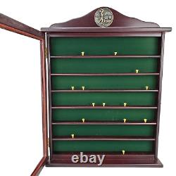 Golf Ball Display Case Cabinet Wooden Mahogany Finish Holds 63 Balls, Nice