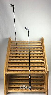Golf Club Floor Display Rack Case Oak Wood Holds 99 Clubs