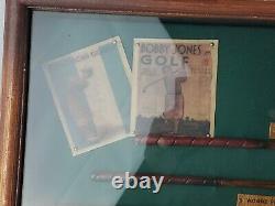 Golf History Shadow Box Display Case, Wood Framed Wall Hanging, Bobby Jones Club