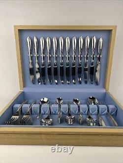 Gorham Americraft Stainless Flatware- Lisa Pattern-74 Pc. With Wood Display Case