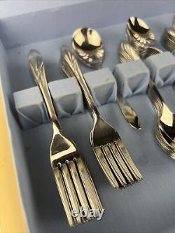 Gorham Americraft Stainless Flatware- Lisa Pattern-74 Pc. With Wood Display Case