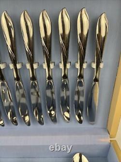 Gorham Americraft Stainless Flatware- Lisa Pattern-74 Pc. With Wood Display Case