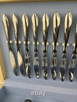 Gorham Americraft Stainless Flatware- Lisa Pattern-74 Pc. With Wood Display Case