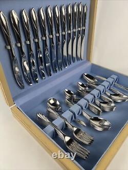 Gorham Americraft Stainless Flatware- Lisa Pattern-74 Pc. With Wood Display Case