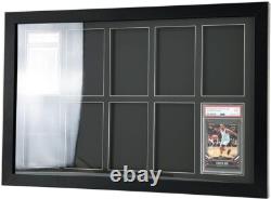 Graded Trading Card Display Case 10 PSA Slabs Sport Football Baseball Wood Frame