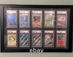 Graded Trading Card Display Case 10 PSA Slabs Sport Football Baseball Wood Frame