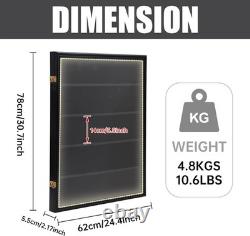 Graded Trading Card Display Case 35 LED Light Sport Baseball Wood Wall Cabinet