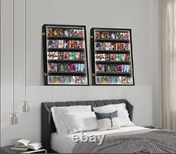 Graded Trading Card Display Case 35 LED Light Sport Baseball Wood Wall Cabinet