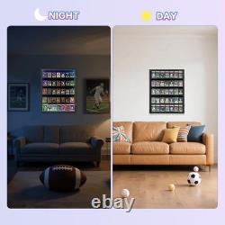 Graded Trading Card Display Case 35 RGB LED Light Sport PSA Slabs Wood Cabinet