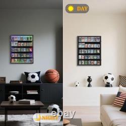 Graded Trading Card Display Case 35 RGB LED Light Sport PSA Slabs Wood Cabinet